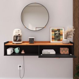 Aparador Buffet Suspenso Moderno Decor 1 Porta Nicho Organizador Sala Estar Jantar Área Café – - 3