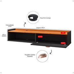 Aparador Buffet Suspenso Moderno Decor 1 Porta Nicho Organizador Sala Estar Jantar Área Café – - 8
