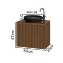 Ver imagem 5 de Balcão Gabinete Banheiro Ripado 60 Freijo C/ Cuba Preta