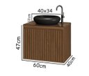 Ver imagem 5 de Balcão Gabinete Banheiro Ripado 60 Freijo C/ Cuba Preta