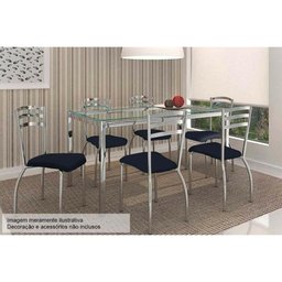 Mesa de Sala Jantar Reno M001 + Tampo Vidro 150x80cm Cromado - Kappesberg - 4