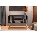 Ver imagem 1 de Rack / Bancada Mi Modelo Retrô com Nichos Cor Preto Ja