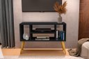 Ver imagem 1 de Rack / Bancada Mi Modelo Retrô com Nichos Cor Preto Ja