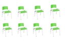 Ver imagem 2 de Kit 8 Cadeira Iso Infantil Creche, Escola Base Branco Verde Claro