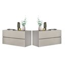 Ver imagem 1 de Conjunto Mesa de cabeceira eros parede suspenso 2 gavetas cor Off White