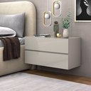 Ver imagem 2 de Conjunto Mesa de cabeceira eros parede suspenso 2 gavetas cor Off White