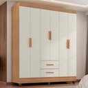 Ver imagem 2 de Guarda Roupa Casal Lite 6 Portas e 2 Gavetas Nature/off White - Móveis Leão Nature/off White