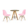 Conjunto Mesa Redonda Aline 70cm Natural com 2 Cadeiras Eames Eiffel - Rosa - 1