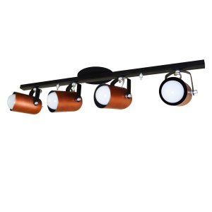 Spot no Trilho de 65cm para 04 Lâmpadas Ideal para Sala Cozinha Quarto Cor Preto e Cobre (110v/220v)