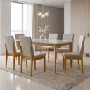 Ver imagem 1 de Mesa de Jantar Kit 6 Cadeiras com 100% Madeira Maciça Siera Dakota Cerejeira Veludo Aura Bege Claro