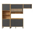Ver imagem 3 de Armário de Cozinha Compacta Modulada 4 Peças 7 Portas com Vidro 274cm 100% MDF Vicenza Espresso Móveis Cinza/Amêndoa/Chumbo