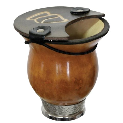 Kit Chimarrão Cuia Média para Pequena com Pé de Metal Bocal