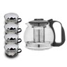 Chaleira Bule Vidro Com Infusor 1200ml Com 04 Xicaras 150ml - 1