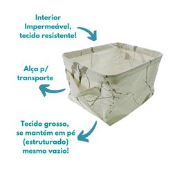 Kit 2 Cesto Organizador Em Tecido Multiuso Infantil Cesta Organizadora Brinquedo Decorativa Bege - 5
