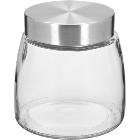 Pote Hermético de Vidro 800ml Transparente 12x12x12cm Mantimentos Cozinha Tampa
