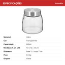 Ver imagem 7 de Pote Hermético de Vidro 800ml Transparente 12x12x12cm Mantimentos Cozinha Tampa