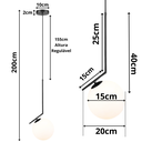 Ver imagem 6 de Luminária Pendente Jabuticaba 45cm Angular Globo Vidro 15cm Teto Gimpo Kjdd-e-059-12:preto