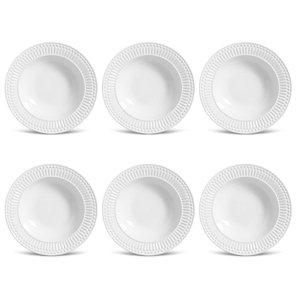 Conjunto de Pratos Fundos 06 Peças Roma Branco Porto Brasil