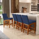 Ver imagem 3 de Kit 05 Banqueta Baixa Cozinha Bancada Bar Sala Jantar Fixa Mila L02 Suede Azul Marinho - Lyam Decor 