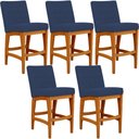 Ver imagem 1 de Kit 05 Banqueta Baixa Cozinha Bancada Bar Sala Jantar Fixa Mila L02 Suede Azul Marinho - Lyam Decor 
