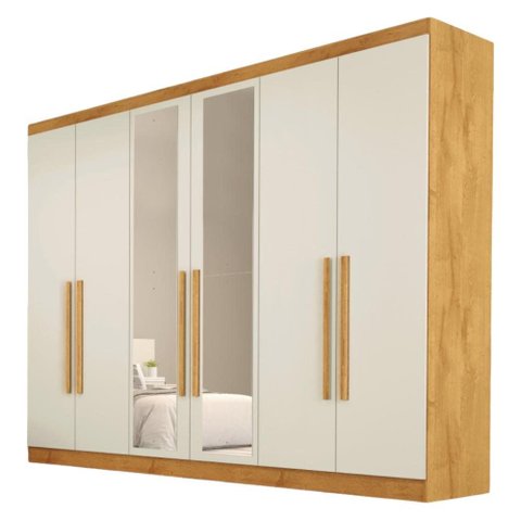 Guarda Roupa Oslo 6 Portas 6 Gavetas com Espelho MDF - Mademarcs