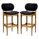 Ver imagem 1 de Kit 2 Banquetas Alta Decor 50 x 104 Cm Madeira Maciça Imbuia Suede Preto L14 - RMI