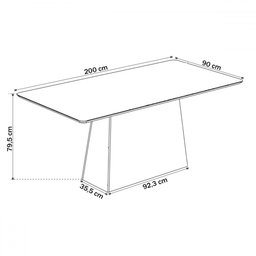 Mesa de Jantar 8 Lugares Bariloche com Vidro Mel/off White/marim - Viero Móveis - 3 Mesa de Jantar 8 Lugares Bariloche com Vidro Mel/off White/marim - Viero Móveis - 3