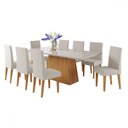 Ver imagem 1 de Mesa de Jantar 8 Lugares Bariloche com Vidro Mel/off White/marim - Viero Móveis