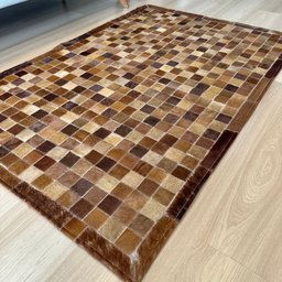 Tapete de Couro Tons Marrom 100x150 Placas 5cm Quadriculado - 2