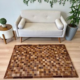 Tapete de Couro Tons Marrom 100x150 Placas 5cm Quadriculado - 1