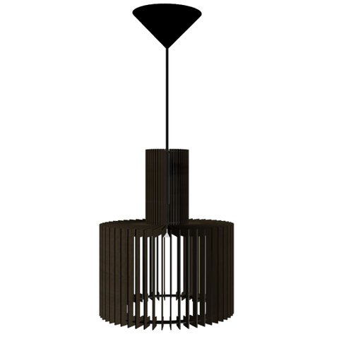 Luminária Teto tipo Pendente MOSCOU MDF Completa -:Preta