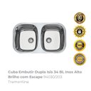 Ver imagem 2 de Cuba Embutir Dupla Isis 34 Bl Inox Alto Brilho com Escape 94030/203 Tramontina