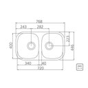Ver imagem 4 de Cuba Embutir Dupla Isis 34 Bl Inox Alto Brilho com Escape 94030/203 Tramontina