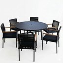 Ver imagem 5 de Conjunto Mesa e 6 Poltronas Verona Premium e Capri Estrutura Alumínio Assentos Estofados Corda