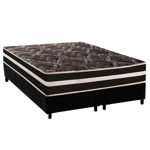 Conjunto Box Queen Colchão Anatômico Paropas D28 Master Ag80 Black Double Face 25 + Base Crc Suede