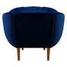 Poltrona Veludo Azul Marinho Base Madeira Castanho - 3