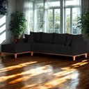 Ver imagem 2 de Sofá 4 Lugares Beny com Chaise Esquerdo Corino Preto