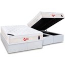 Ver imagem 1 de Cama Box Baú Queen: Colchão Molas Castor Pocket Gold Star Vitagel + Base Crc Courano White(158x198