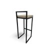 Banqueta Alta Industrial  Cozinha Bar Balcão Bistrô Quadro Estofado Bege Metalon Preto. - 2