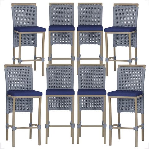 8 Banqueta em Alumínio Roma Fendi Corda Náutica Tecido 10