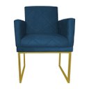 Ver imagem 2 de Poltrona Klara Suede Azul Royal Base Metálica Dourada - Vallisa Decor