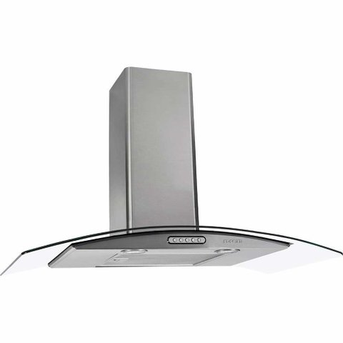 Coifa de Parede Slim Vidro Curvo Duto Inox 90cm Fogatti