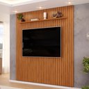 Ver imagem 6 de Painel Ripado para TV 75 pol Sala Quarto 223x240cm Lexa D05 Freijó - Lyam Decor