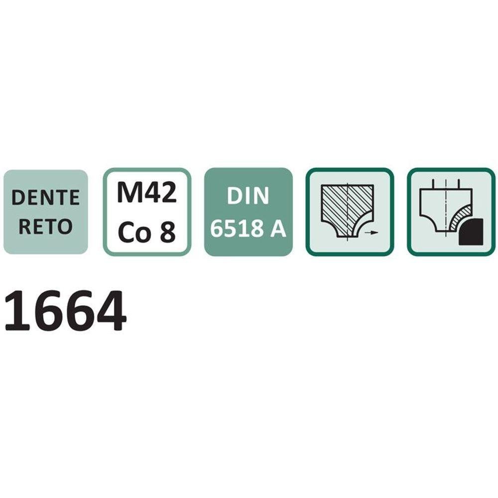 Fresa de Perfil Constante, 1/4 de Círculo - Raio 4 - 4 Cortes, Haste Cilíndrica, Corte À Direita - 3