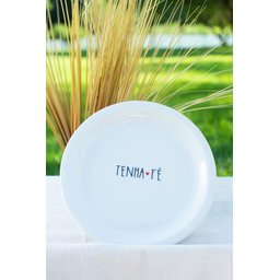 Prato Raso de Porcelana Tenha Fé Minimalista Branco - 2