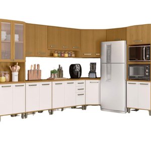Cozinha Modulada Criare de Canto 10 Peças 23 Portas Poliman Móveis