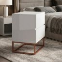 Ver imagem 4 de Kit 2 Mesas de Cabeceira Eros 45cm MDF Design Moderno Pés Estilo Industrial Cobre