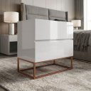 Ver imagem 3 de Kit 2 Mesas de Cabeceira Eros 45cm MDF Design Moderno Pés Estilo Industrial Cobre
