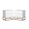 2 Mesas De Cabeceira Eros 45cm Puxadores Cava Com Pés De Metal - 2