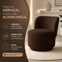 Ver imagem 3 de Kit 2 Poltronas Lia Compacta Orgânica Bouclé Moderna Confortável Sala Espera Recepção Consultório Ha